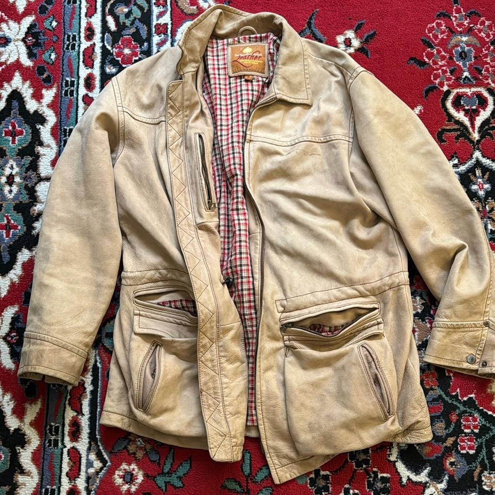 Leather trench style XL Jacket 9 pocket jacket